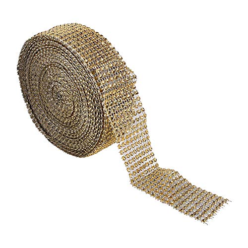 Sparkling Mesh Ribbon Trimm 8 Reihen eleganter 10 -Yard -Kristallbandverzerrung Kerzenhalter Hochzeitsation (Gold) von YULEESIYIP