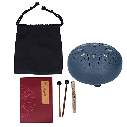 Zunge Drum Musical Percussion Instrument zur Meditationsinterung 6in Hand Drum 8 Tones Kit für Musiktherapie Yoga Pränatale Ausbildung (Navy Blue) von YULEESIYIP