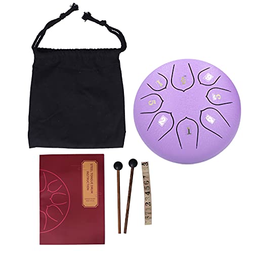 Zunge Drum Musical Percussion Instrument zur Meditationsinterung 6in Hand Drum 8 Tones Kit für Musiktherapie Yoga Pränatale Ausbildung (Purple) von YULEESIYIP