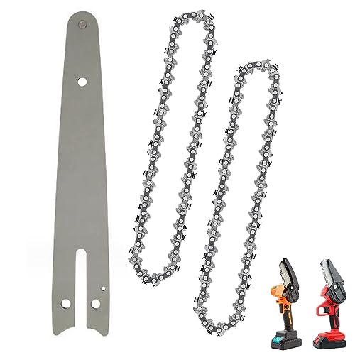 Sägeketten, 2 Stück Mini Kettensäge Ersatzkette, 6" Kettensäge Kette, 6 Zoll Mini-Kettensäge Kette, mit 1 Stück Ersatz Sägekette Bar, für Holzbearbeitung Trimmen Garten Saw Chain von YULIAO