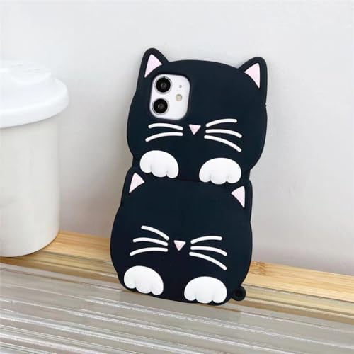 3D Cartoon süße Katzenohr-Hülle für Samsung Galaxy A53 A33 A71 A51 A31 A02 A52 A10S A13 A12 J6 J4 Plus Silikon-Katzen-Handyhülle, schwarz, für Galaxy A31 von YUMESS