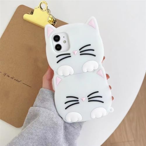 3D Cartoon süße Katzenohr-Hülle für Samsung Galaxy A53 A33 A71 A51 A31 A02 A52 A10S A13 A12 J6 J4 Plus Silikon-Katzen-Handyhülle, weiß, für Galaxy A51 von YUMESS