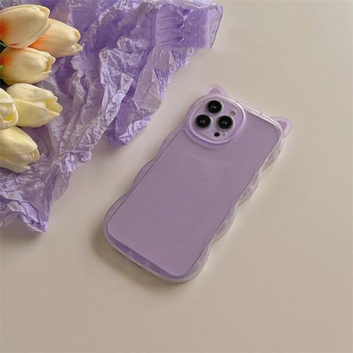 YUMESS Cat Ear Solid Wave Edge Handyhülle für iPhone 14 13 12 11 Pro Max X XR XSMAX 7 8 Plus SE TPU-Hülle, 5, für iPhone 14 von YUMESS