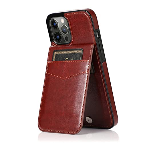 YUMESS Luxus-Leder-Geldbörsenhülle für iPhone 14 13 12 Mini 11 Pro XR XS Max 8 7 6 6s Plus SE 2020 2022 Kartenhalter-Slot-Telefontaschen-Abdeckung, braun, für iPhone SE3 2022 von YUMESS