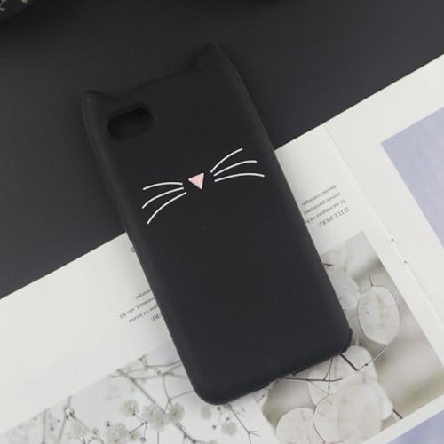 YUMESS Niedliche 3D-Cartoon-Silikonhülle für iPhone 14 13 11 12 Pro 7 8 Plus 6s 5 5S SE 4s XS Max XR Glitzerbart Katze Schöne Ohren Abdeckung für,Schwarz,Für iPhone 14 von YUMESS