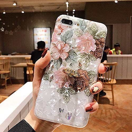 YUMESS Retro Floral Ring Stand Handyhülle für iPhone 14 13 12 11 Pro Max XR XS Max X 7 8 Plus Hülle Soft Dream Shell Cover, f (mit Ring), für iPhone 12 Pro von YUMESS