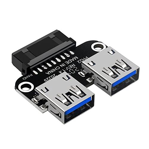 YUMIN PH22 20-poliger Adapter auf USB 3.0, Desktop-Motherboard, 19-polig/20P-Header auf 2 Anschlüsse, USB-A-Buchse von YUMIN