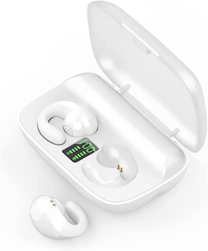 YUMMIN Open-Ear-Kopfhörer, kabellos, Bluetooth-Knochenleitung, Sport, kabellose Ohrhörer mit Ohrbügeln, bis zu 16 Stunden Spielzeit, wasserdichte Außenohr-Kopfhörer für Android, iPhone, Windows, white von YUMMIN