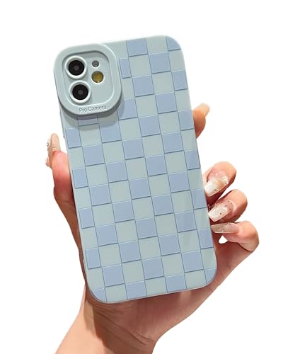 YUMUPIFE Schutzhülle für iPhone 12, niedliches Karomuster-Design für Mädchen und Frauen, weiches Silikon, stoßfest, entworfen für iPhone 12, Hellblau YUMUPIFE Schutzhülle für iPhone 12, niedliches Karomuster-Design für Mädchen und Frauen, weiches Silikon, stoßfest, entworfen für iPhone 12, Hellblau von YUMUPIFE