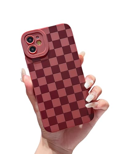 YUMUPIFE Schutzhülle für iPhone 12, niedliches Karomuster-Design für Mädchen und Frauen, weiches Silikon, stoßfest, entworfen für iPhone 12, Rot YUMUPIFE Schutzhülle für iPhone 12, niedliches Karomuster-Design für Mädchen und Frauen, weiches Silikon, stoßfest, entworfen für iPhone 12, Rot von YUMUPIFE