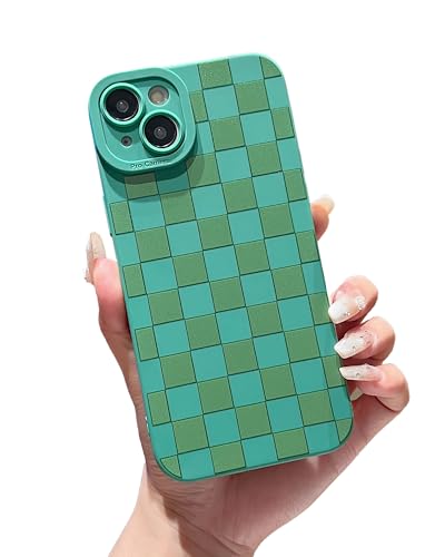 YUMUPIFE Schutzhülle für iPhone 13, niedliches Karomuster-Design für Mädchen und Frauen, weiches Silikon, stoßfest, entworfen für iPhone 13, Grün YUMUPIFE Schutzhülle für iPhone 13, niedliches Karomuster-Design für Mädchen und Frauen, weiches Silikon, stoßfest, entworfen für iPhone 13, Grün von YUMUPIFE