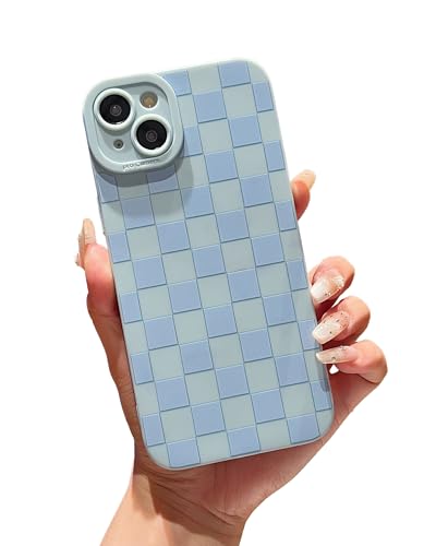 YUMUPIFE Schutzhülle für iPhone 15 Plus, niedliches Karomuster-Design für Mädchen und Frauen, weiches Silikon, stoßfest, entworfen für iPhone 15 Plus, Hellblau YUMUPIFE Schutzhülle für iPhone 15 Plus, niedliches Karomuster-Design für Mädchen und Frauen, weiches Silikon, stoßfest, entworfen für iPhone 15 Plus, Hellblau von YUMUPIFE