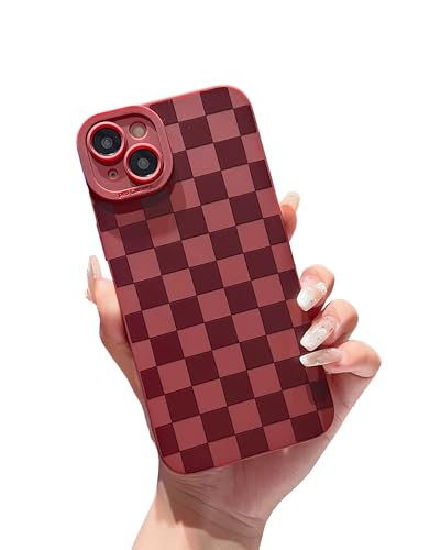 YUMUPIFE Schutzhülle für iPhone 15 Plus, süßes Karomuster-Design für Mädchen und Frauen, weiches Silikon, stoßfest, entworfen für iPhone 15 Plus, Rot YUMUPIFE Schutzhülle für iPhone 15 Plus, süßes Karomuster-Design für Mädchen und Frauen, weiches Silikon, stoßfest, entworfen für iPhone 15 Plus, Rot von YUMUPIFE