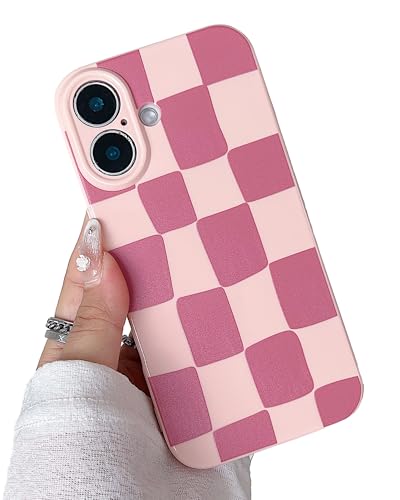 YUMUPIFE Schutzhülle für iPhone 16, niedliches ästhetisches Schachbrettmuster, für Mädchen und Frauen, weiches Silikon, stoßfest, entworfen für iPhone 16, Rosa YUMUPIFE Schutzhülle für iPhone 16, niedliches ästhetisches Schachbrettmuster, für Mädchen und Frauen, weiches Silikon, stoßfest, entworfen für iPhone 16, Rosa von YUMUPIFE