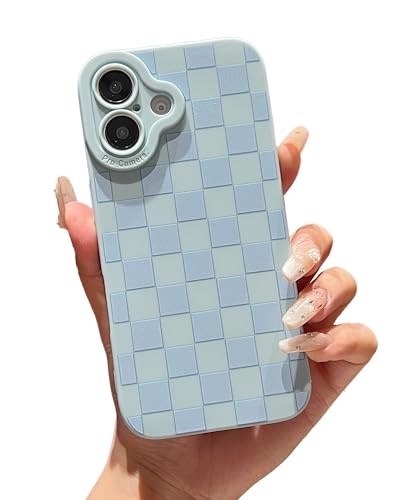 YUMUPIFE Schutzhülle für iPhone 16 Plus, süßes Karomuster-Design für Mädchen und Frauen, weiches Silikon, stoßfest, entworfen für iPhone 16 Plus, Hellblau YUMUPIFE Schutzhülle für iPhone 16 Plus, süßes Karomuster-Design für Mädchen und Frauen, weiches Silikon, stoßfest, entworfen für iPhone 16 Plus, Hellblau von YUMUPIFE