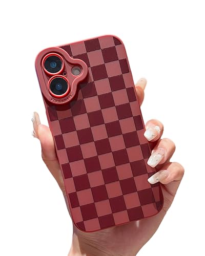 YUMUPIFE Schutzhülle für iPhone 16 Plus, süßes Karomuster-Design für Mädchen und Frauen, weiches Silikon, stoßfest, entworfen für iPhone 16 Plus, Rot YUMUPIFE Schutzhülle für iPhone 16 Plus, süßes Karomuster-Design für Mädchen und Frauen, weiches Silikon, stoßfest, entworfen für iPhone 16 Plus, Rot von YUMUPIFE