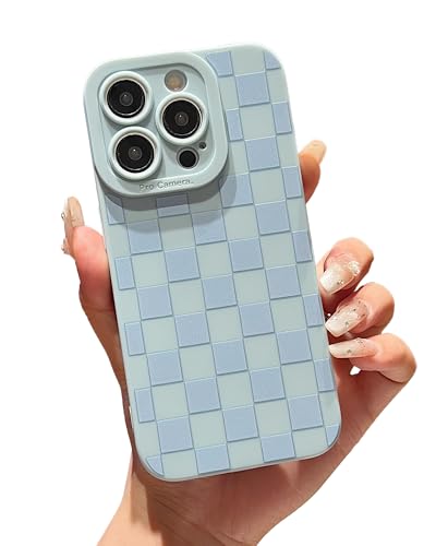 YUMUPIFE Schutzhülle für iPhone 16 Pro Max, süßes Karomuster-Design für Mädchen und Frauen, weiches Silikon, stoßfest, entworfen für iPhone 16 Pro Max, Hellblau YUMUPIFE Schutzhülle für iPhone 16 Pro Max, süßes Karomuster-Design für Mädchen und Frauen, weiches Silikon, stoßfest, entworfen für iPhone 16 Pro Max, Hellblau von YUMUPIFE