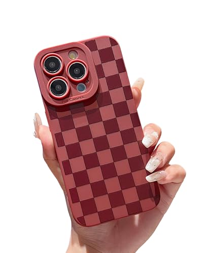 YUMUPIFE Schutzhülle für iPhone 16 Pro Max, süßes Karomuster-Design für Mädchen und Frauen, weiches Silikon, stoßfest, entworfen für iPhone 16 Pro Max, Rot YUMUPIFE Schutzhülle für iPhone 16 Pro Max, süßes Karomuster-Design für Mädchen und Frauen, weiches Silikon, stoßfest, entworfen für iPhone 16 Pro Max, Rot von YUMUPIFE