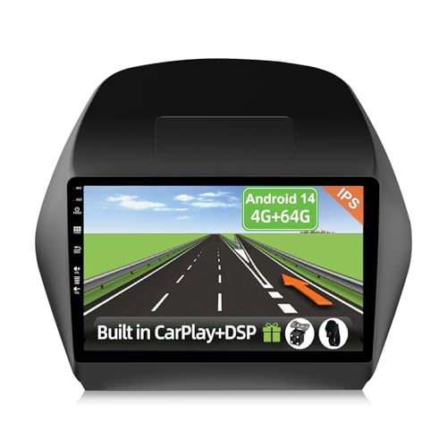 YUNTX [4GB+64GB] Android 13 Autoradio für Hyundai Tucson IX35(2010-2015)-2 Din-[Integriertes Wireless CarPlay/Android Auto/DSP/GPS]-10.1”IPS 2.5D -Kamera+MIC-DAB/Lenkradsteuerung/MirrorLink/BT 5.0 von YUN