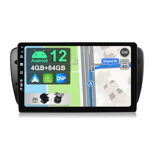YUNTX Android 13 2 Din Autoradio für Seat Ibiza 6J(2009-2014)-4G+64G-[Eingebautes CarPlay/Android Auto/DSP/GPS] -Kostenlose 4-LED Kamera&MIC-Unterstützung DAB/Lenkradkontrolle/MirrorLink/360 Camera von YUN