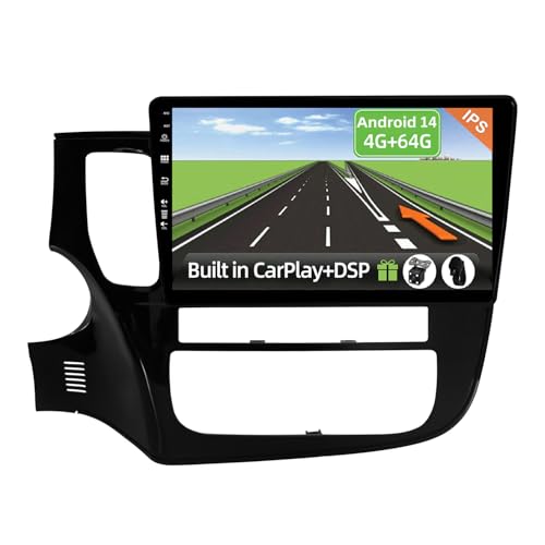 YUNTX Android 14 Autoradio Pour Mitsubishi Outlander 2012-2018-4G+64G- [Built in CarPlay/Android Auto/DSP] -GPS 2 Din- Gratuite Caméra 4-LED&MIC-Soutien DAB/Commande au Volant/MirrorLink/360 Caméra von YUN