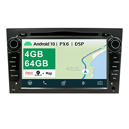 YUNTX PX6 Android 10 2 Din Autoradio Passt für Opel Meriva/Vivaro/Astra/Corsa - [4G+64G] - Eingebauter DSP -KOSTENLOSE Kamera&Canbus&Map - Unterstützt DAB/Lenkradsteuerung/WiFi/Bluetooth 5.0/Carplay von YUN