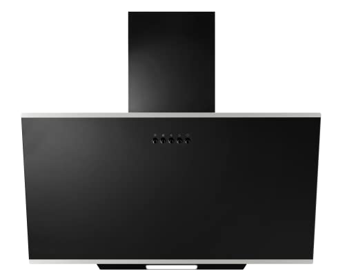 YUNA Dunstabzugshaube DUNJA | 60cm Breite | mit 47W Motorleistung | Schwarze Glasfront | 3 Leistungsstufen | Abluft & Umluft | Energieeffizienz A | LED-Beleuchtung (ohne Kohlefilter) von YUNA