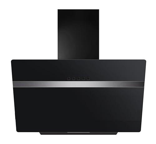 YUNA Dunstabzugshaube DUSANKA | 60cm Breite | mit 47W Motorleistung | Schwarze Glasfront | 3 Leistungsstufen | Abluft & Umluft | Energieeffizienz A | LED-Beleuchtung (ohne Kohlefilter) von YUNA