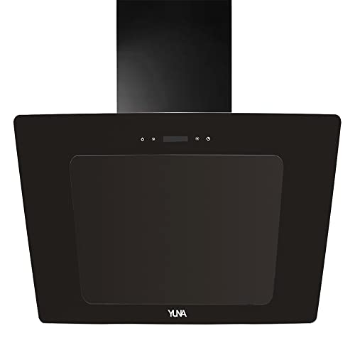 YUNA Dunstabzugshaube Kira B60Z | Wandhaube | Touch Control | Hintergrundbeleuchtung | 60cm Breite | 171W Motorleistung | Schwarze Glasfront | 3 Leistungsstufen | Abluft & Umluft | Energieeffizienz A von YUNA