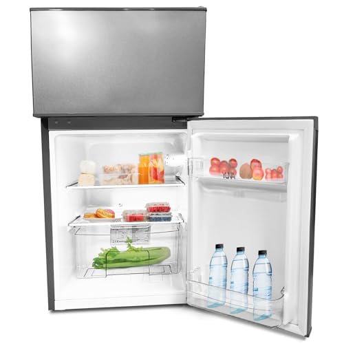 YUNA Kühl-Gefrierkombination GK85E-IX | 85cm Höhe | Inox-Look | 84 Liter Nutzinhalt |4*Gefrierfach 25 L | LED-Beleuchtung | Single/Büro Kühlschrank | 2 Böden | 2 Türfächer (Effizienz E) YUNA Kühl-Gefrierkombination GK85E-IX | 85cm Höhe | Inox-Look | 84 Liter Nutzinhalt |4*Gefrierfach 25 L | LED-Beleuchtung | Single/Büro Kühlschrank | 2 Böden | 2 Türfächer (Effizienz E) von YUNA
