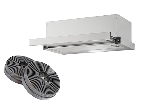 Yuna ALVA FS60B Dunstabzugshaube inklusive Kohlefilter | Flachschirmhaube | Breite 60 cm | Luftstrom 358 m³/h | Edelstahlblende | LED-Beleuchtung | Umluft & Abluft geeignet | 30,4 kWh/Jahr | 64 dBA von YUNA