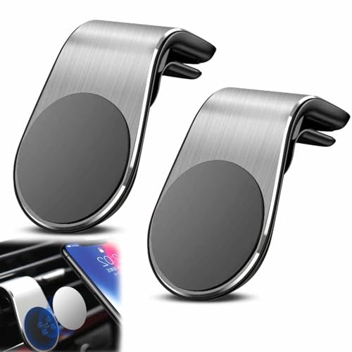 YUNFAN 2 pcs Magnetische Halterung FüR Die Navigation Von Mobiltelefonen,Um 360 ° Drehbare Autotelefonhalterung Vom Typ L,Magnetischer Telefonhalter FüR Die BelüFtung, FüR Jedes Smartphone (Silber) von YUNFAN
