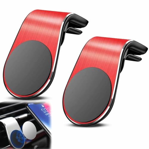 YUNFAN 2 pcs Mobile Phone Navigation Magnetic Bracket,Navigation Bracket Phone Holder,L Type 360° Rotatable Car Phones Mount,Vent Magnetic Phones Holder,for Any Smartphone (red) von YUNFAN