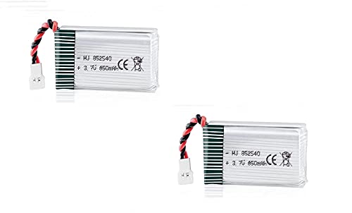 YUNIQUE Green-CLEAN-Power - 2 Wiederaufladbare Lipo-Batterien 850mAh 3.7V für Syma X5SC X5SW Drohnen | Maximale Flugdauer | Stabile Energie, Effizientes Laden | 48x25x14 mm - 20 g, Silber von YUNIQUE GREEN-CLEAN-POWER