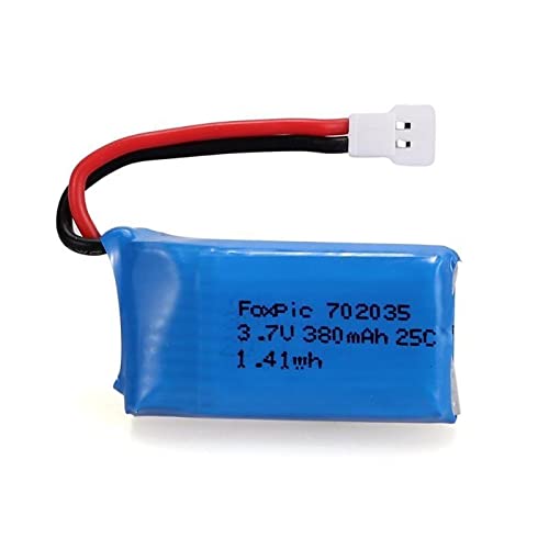 YUNIQUE GREEN-CLEAN-POWER - 3.7V 380mAh Lipo Akku für FPV Drohne H107D H107C | Abmessungen 38x20x7mm, Gewicht 12g | Kompatibel mit Mini Servo, esc Crawler, Blau von YUNIQUE GREEN-CLEAN-POWER