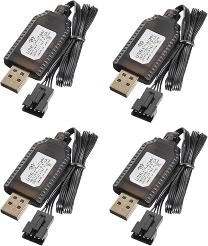YUNIQUE GREEN-CLEAN-POWER - 4 Stück Universal-USB-Ladegerät für LiPo-Akkus 7,4 V 2S - 4PIN SM-4P - Kompatibel mit RC Auto/Drohne/Boot - Überlastschutz - Ladeanzeige, Schwarz YUNIQUE GREEN-CLEAN-POWER - 4 Stück Universal-USB-Ladegerät für LiPo-Akkus 7,4 V 2S - 4PIN SM-4P - Kompatibel mit RC Auto/Drohne/Boot - Überlastschutz - Ladeanzeige, Schwarz von YUNIQUE GREEN-CLEAN-POWER