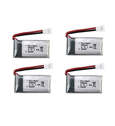 YUNIQUE GREEN-CLEAN-POWER - 4er Set LiPo 3.7V 380mAh Akkus für RC Quadrocopter | Kompatibel mit Hubsan X4, Syma X11, HS170 | Optimiert die Flugzeit, Silber YUNIQUE GREEN-CLEAN-POWER - 4er Set LiPo 3.7V 380mAh Akkus für RC Quadrocopter | Kompatibel mit Hubsan X4, Syma X11, HS170 | Optimiert die Flugzeit, Silber von YUNIQUE GREEN-CLEAN-POWER