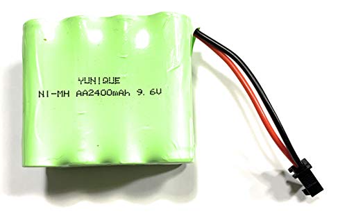 YUNIQUE GREEN-CLEAN-POWER Batterie 9.6V 2400mAh NI-MH für RC - Anschluss SM-2P | LKW, Auto, RC-Helikopter | Hohe Kapazität | 60 x 50 x 30mm - 160g von YUNIQUE GREEN-CLEAN-POWER