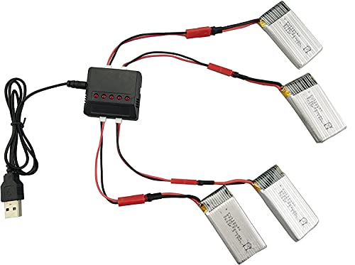 YUNIQUE GREEN-CLEAN-POWER - Kit mit 4 Li-Po Batterien 3.7V 850mAh + Ladegerät für Syma X56, X56W, X54HW, X54HC Drohnen | Verlängerte Flugzeit | Hohe Leistung, 50x26x9 mm - 50 gr, Silber YUNIQUE GREEN-CLEAN-POWER - Kit mit 4 Li-Po Batterien 3.7V 850mAh + Ladegerät für Syma X56, X56W, X54HW, X54HC Drohnen | Verlängerte Flugzeit | Hohe Leistung, 50x26x9 mm - 50 gr, Silber von YUNIQUE GREEN-CLEAN-POWER