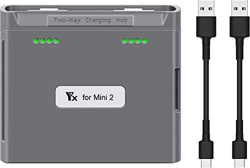 YUNIQUE GREEN-CLEAN-POWER - Ladegerät Kompatibel mit DJI Mavic Mini 2/Mini SE | Zweiwege-Ladehub | USB-C Aufladung für Drohnenbatterien, Grau von YUNIQUE GREEN-CLEAN-POWER