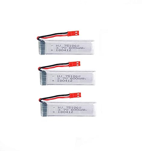 YUNIQUE GREEN-CLEAN-POWER - Set von 3 LiPo-Batterien 3.7V 600mAh für RC-Drohnen | Kompatibel mit UDI U817, WLtoys V959, V222 und Anderen Modellen | Optimierte Flugleistung| mm 65X17X8 - gr 17,5 von YUNIQUE GREEN-CLEAN-POWER