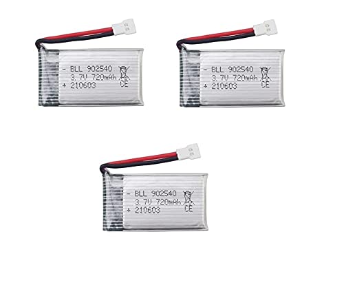 YUNIQUE GREEN-CLEAN-POWER - Set von 3 LiPo Batterien 720mAh 3.7V für RC Drohnen | Kompatibel mit Syma X5, X5C, X5SC, X5SW, Cheerson CX-30W, Skytech M68, Wltoys F949 | Silber | 45x25x10 mm - 17 gr von YUNIQUE GREEN-CLEAN-POWER