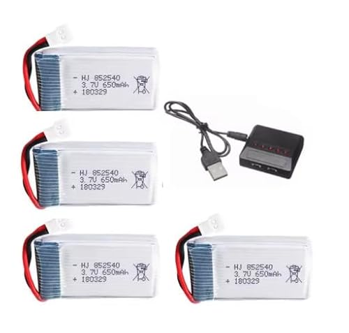 YUNIQUE GREEN-CLEAN-POWER - Set von 4 Batterien 650mAh 3.7V für Syma X5C X5 Drohnen | Inklusive 4-in-1-Ladegerät | Geeignet für Cheerson CX-30W, Skytech M68, Wltoys F949 | 44 x 25 x 10 mm - 17 Gr YUNIQUE GREEN-CLEAN-POWER - Set von 4 Batterien 650mAh 3.7V für Syma X5C X5 Drohnen | Inklusive 4-in-1-Ladegerät | Geeignet für Cheerson CX-30W, Skytech M68, Wltoys F949 | 44 x 25 x 10 mm - 17 Gr von YUNIQUE GREEN-CLEAN-POWER
