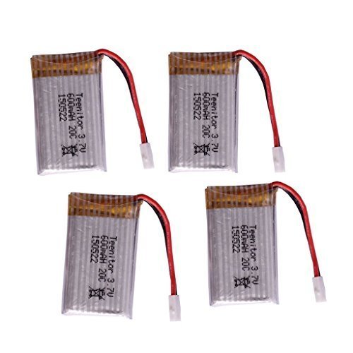 YUNIQUE Green-CLEAN-Power - Set von 4 Lipo-Batterien 3.7V 600mAh für Drohnen | Kompatibel mit Syma X5, X5C, Cheerson CX-30W, Wltoys F949 | Wiederaufladbar, Hohe Kapazität, Silber YUNIQUE Green-CLEAN-Power - Set von 4 Lipo-Batterien 3.7V 600mAh für Drohnen | Kompatibel mit Syma X5, X5C, Cheerson CX-30W, Wltoys F949 | Wiederaufladbar, Hohe Kapazität, Silber von YUNIQUE GREEN-CLEAN-POWER