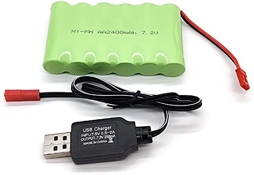 YUNIQUE GREEN-CLEAN-POWER - Wiederaufladbare Batterie 7.2V 2400mAh NI-MH AA für RC Fahrzeuge | Kompatibel mit WLtoys K989, DJI Tello | Hohe Kapazität, Lange Lebensdauer | USB-Kabel Inklusive, Grün von YUNIQUE GREEN-CLEAN-POWER