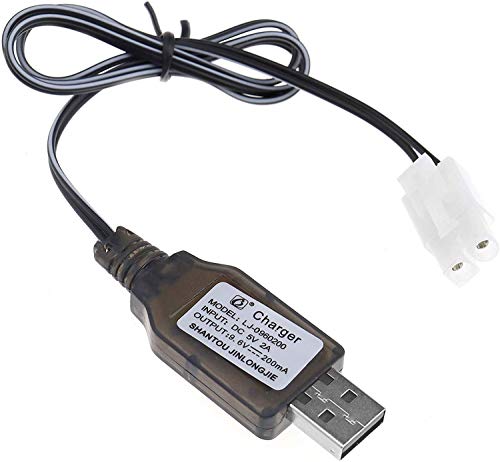 YUNIQUE GREEN-CLEAN-POWER - Wiederaufladbare Batterie 9.6V NI-MH NI-CD 200mA mit USB-Ladegerät DC 5V | Adapter für Fernsteuerung von RC Auto, Boot, Panzer | Ladekabel für Fernbedienung, Schwarz von YUNIQUE GREEN-CLEAN-POWER