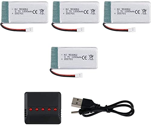 YUNIQUE GREEN-CLEAN-POWER - Wiederaufladbare LiPo-Batterie 4 Stück 3.7V 1200mAh für RC-Drohnen Quadcopter Syma X5SC X5SW | Hohe Leistung, Li-Po Material | 1 zu 4 Ladegerät, Maße 54 x 29 x 9mm - 27,4gr YUNIQUE GREEN-CLEAN-POWER - Wiederaufladbare LiPo-Batterie 4 Stück 3.7V 1200mAh für RC-Drohnen Quadcopter Syma X5SC X5SW | Hohe Leistung, Li-Po Material | 1 zu 4 Ladegerät, Maße 54 x 29 x 9mm - 27,4gr von YUNIQUE GREEN-CLEAN-POWER