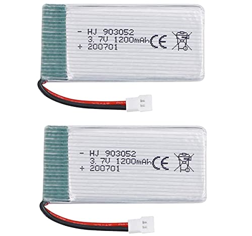 YUNIQUE GREEN-CLEAN-POWER - Wiederaufladbare Lipo-Batterie 3.7V 1200mAh für Drohnen | Kompatibel mit Syma X5SC, X5SW, Wltoys, JJRC | Flugzeit 15 Min, 54x29x9mm - 27,4 gr, Silber von YUNIQUE GREEN-CLEAN-POWER