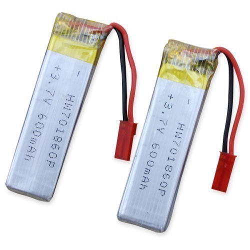 YUNIQUE GREEN-CLEAN-POWER - Wiederaufladbare Lipo-Batterie 3.7V 600mAh für RC-Drohnen | Kompatibel mit UDI U817, WLtoys V959, Syma X5C, JJRC | 2 Stück | 65X17X8 mm - 17,5 gr, Silber von YUNIQUE GREEN-CLEAN-POWER