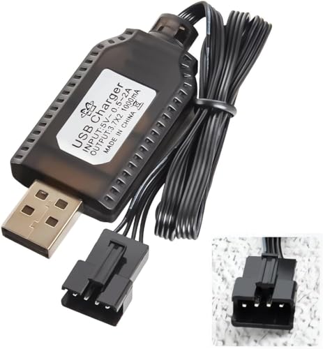 YUNIQUE ITALIA USB Ladekabel RC Universal mit SM-4P Stecker Stecker für 2S 7,4V LiPo Akku Kompatibel RC Car/Auto/Flugzeug/Drohne/Boot RC und andere ferngesteuerte Spielzeug von YUNIQUE GREEN-CLEAN-POWER